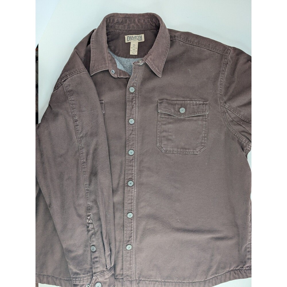 Duluth Trading Fire Hose Shirt Jac Fleece Lined Canvas Brown 3XL Big Tall Mens